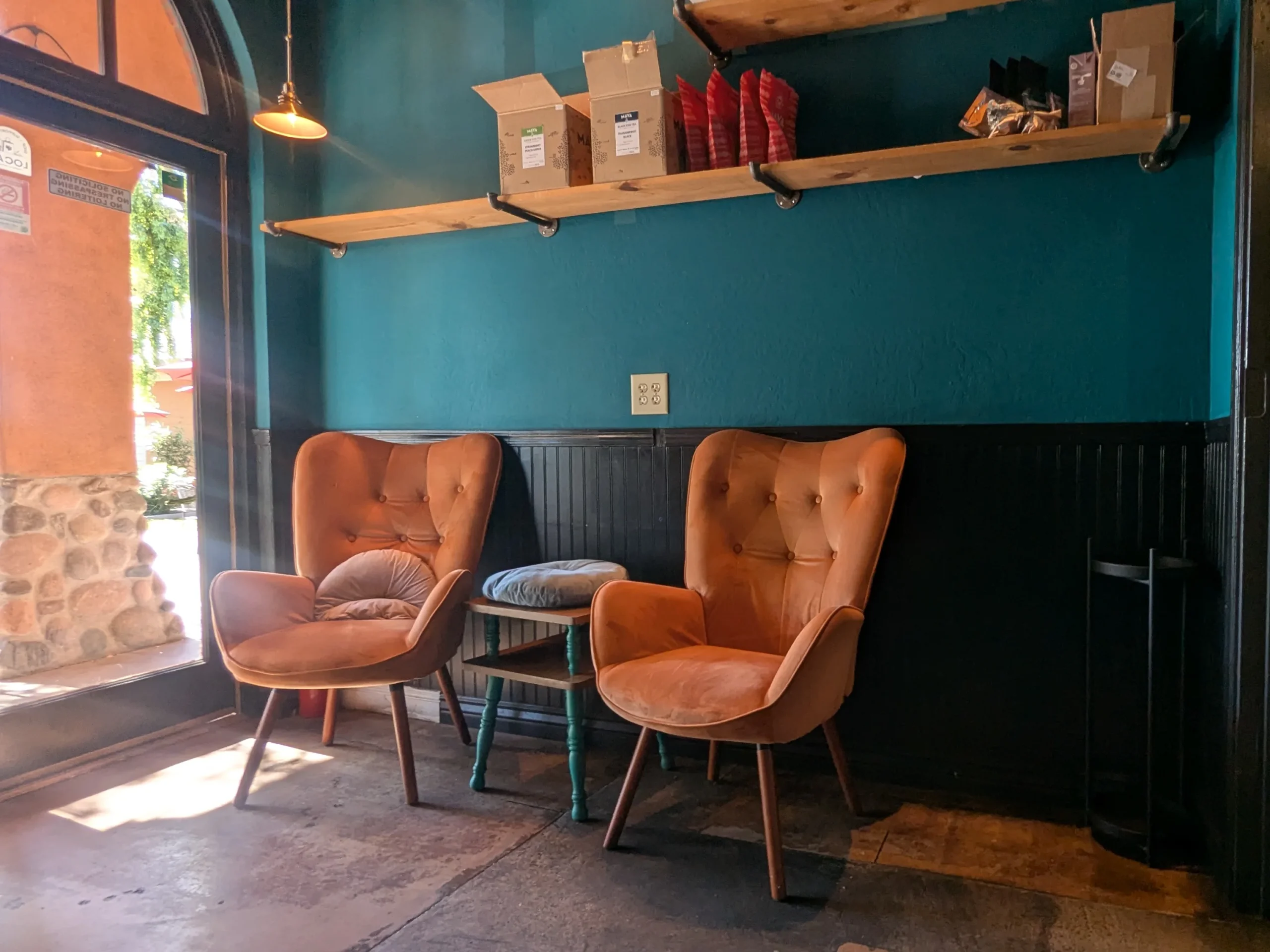 Cozy interior at Jasmine Jo Coffee and Flowers