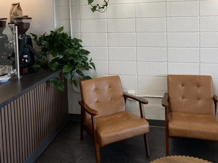 Decibel Coffee Works Inside Leather Seating