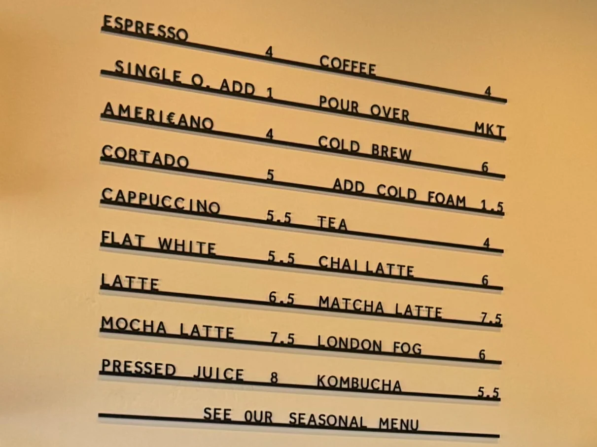 FreeForm Coffee Menu