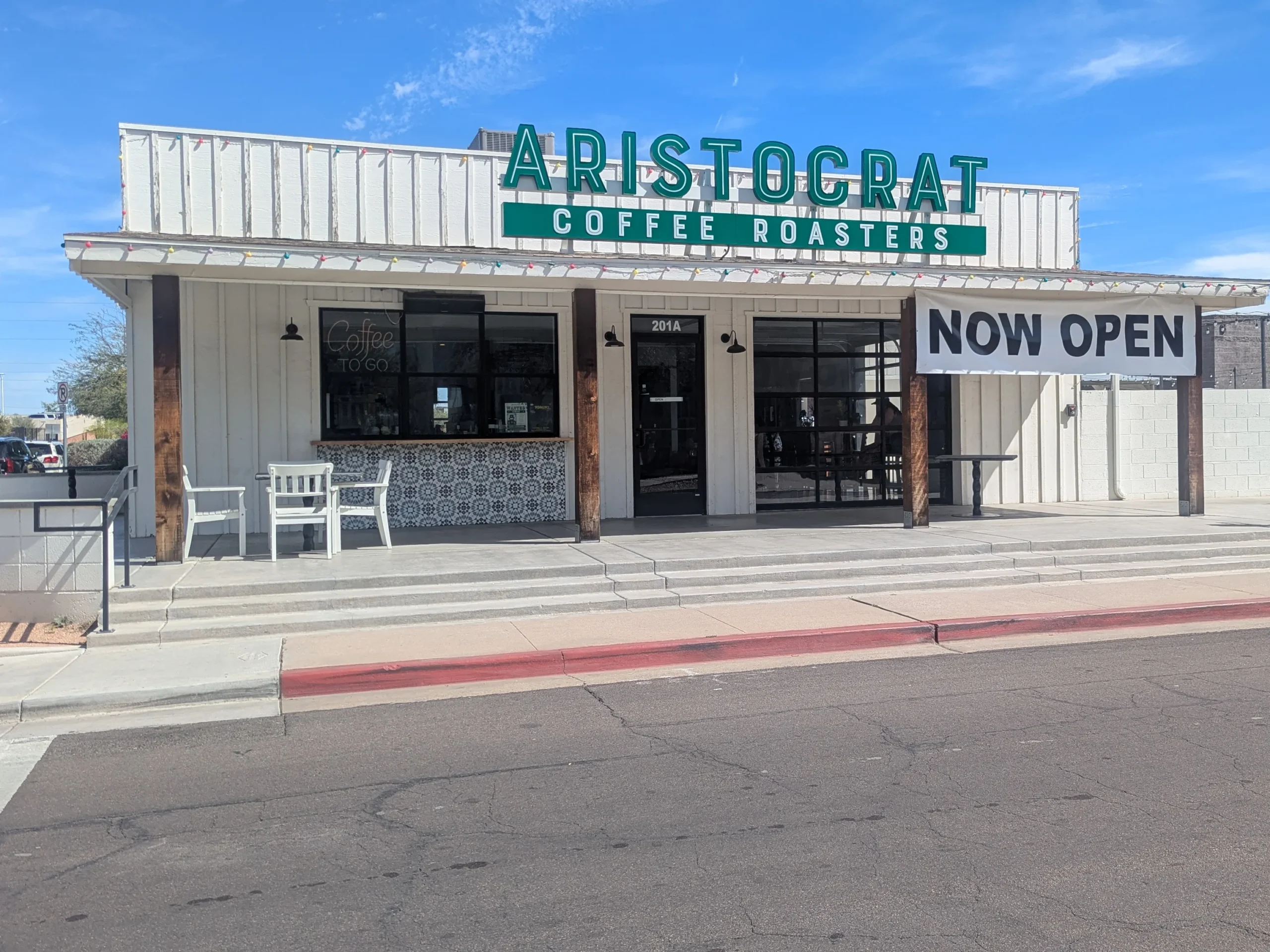 Aristocrat Coffee Front View at the corner of S. Washington St. and E. Chicago St. Chandler, AZ