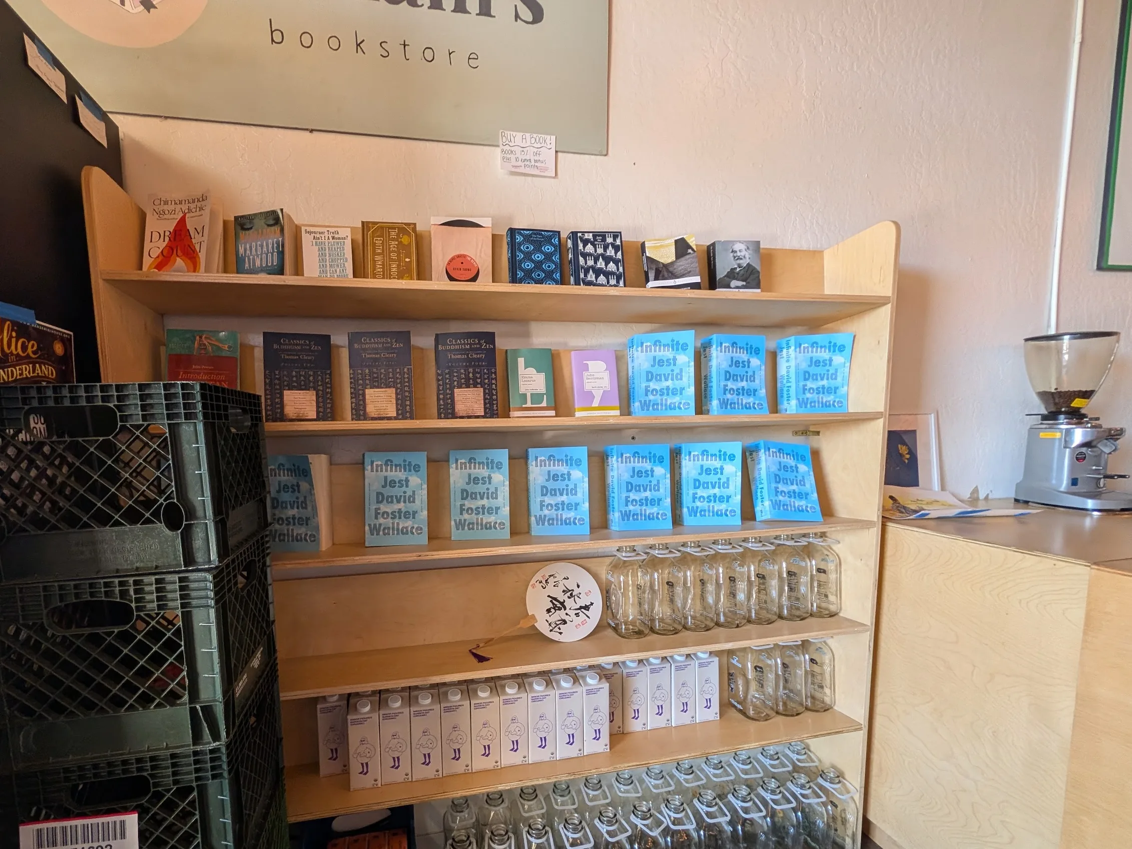 William's Coffee Co Book Shelf with books for sale