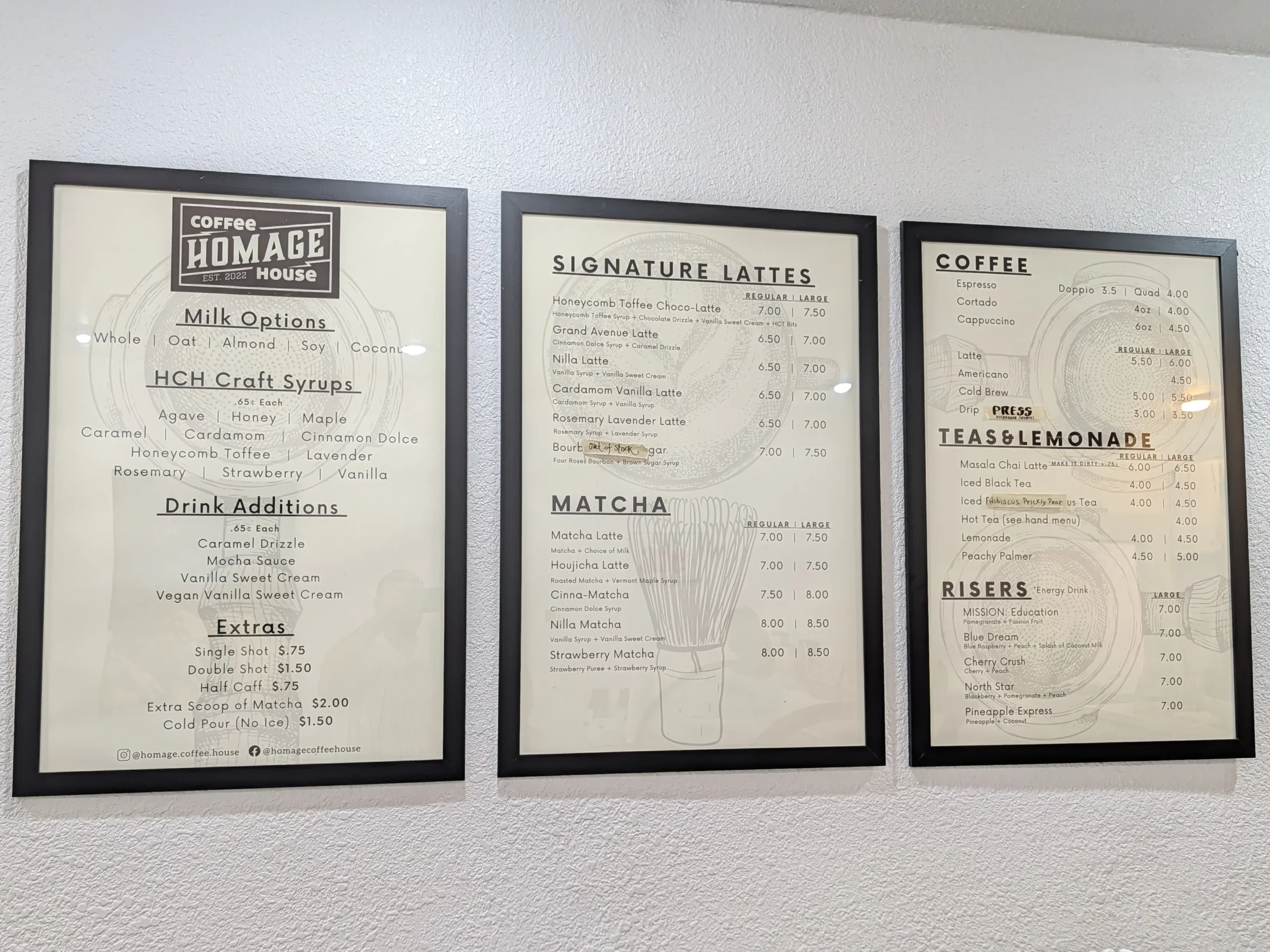 Homage Coffee House - Menu Wall