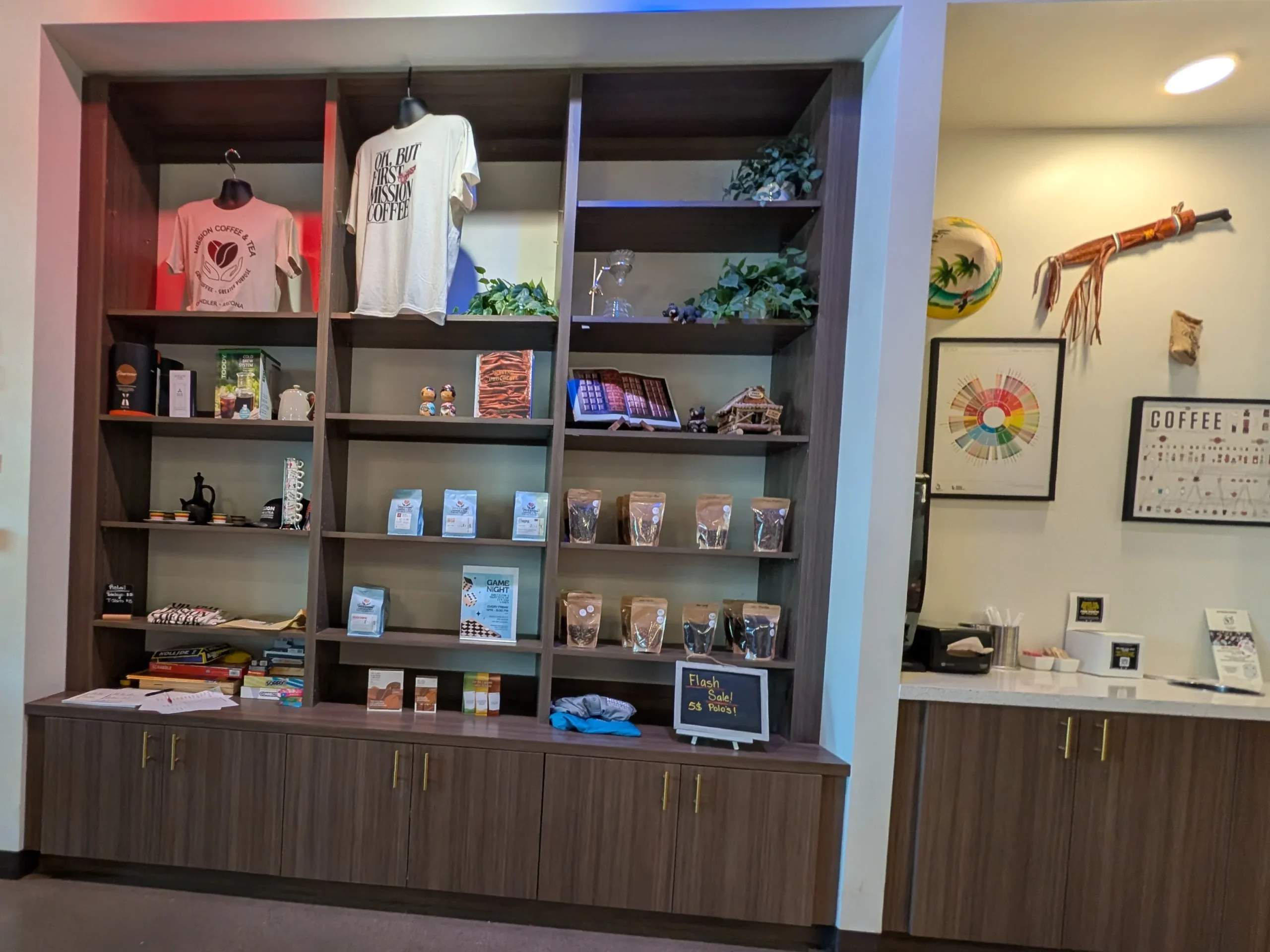 Mission Coffee & Tea Shelves