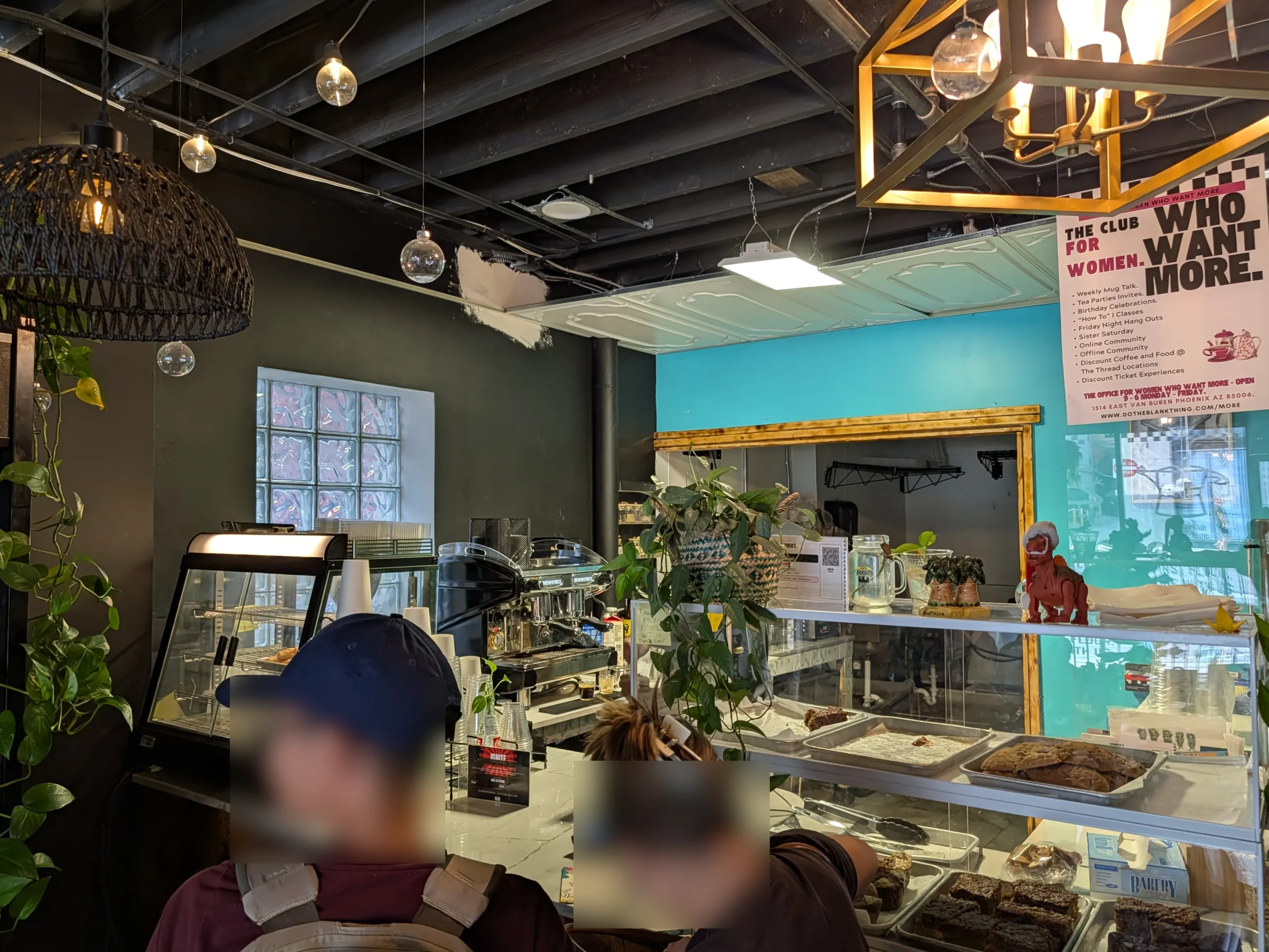 The Thread Cafecito ordering area and dessert case
